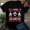 I Love Two Things Fire Fighting and Fishing Firefighter tShirt