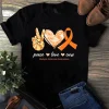 Peace Love Cure Multiple Sclerosis Awareness Warrior Tshirt