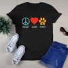 Peace Love Dogs Paw Retro Hippie tShirt