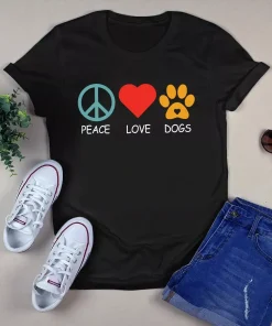Peace Love Dogs Paw Retro Hippie tShirt