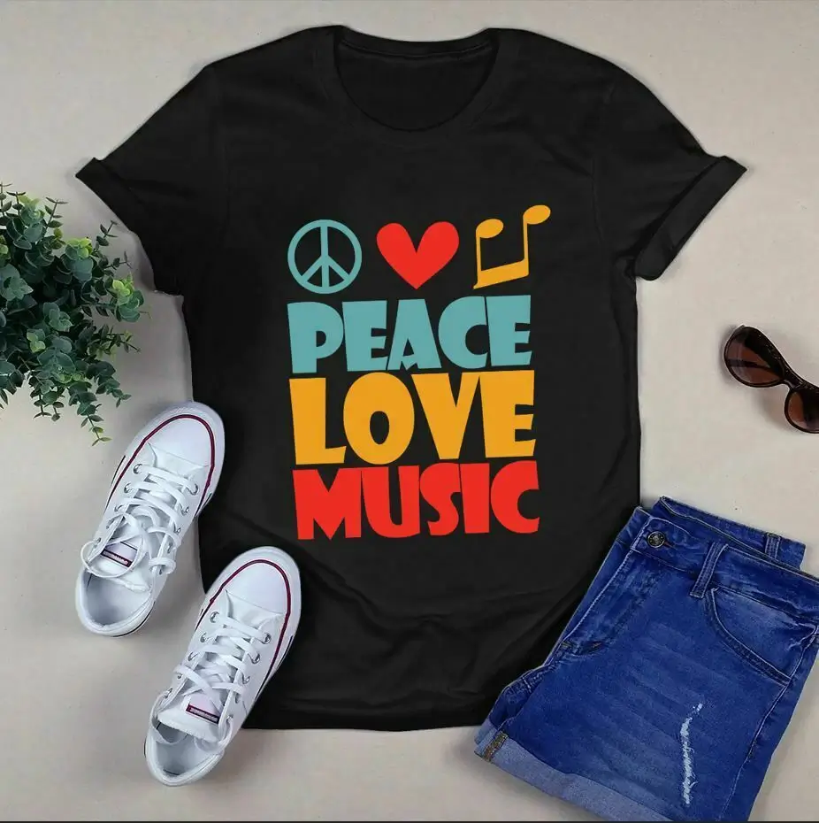 Peace Love Music Hippie Retro tShirt