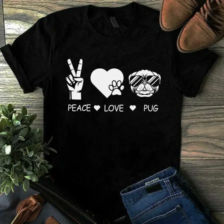 Peace Love Pug Dog Hippie tShirt