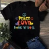 Peace Love Rock N Roll Hippie Vintage Retro tShirt