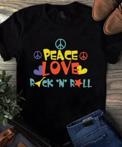 Peace Love Rock N Roll Hippie Vintage Retro tShirt