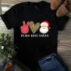 Peace Love Santa Merry Christmas Xmas Leopard Heart Gift Unisex tShirt