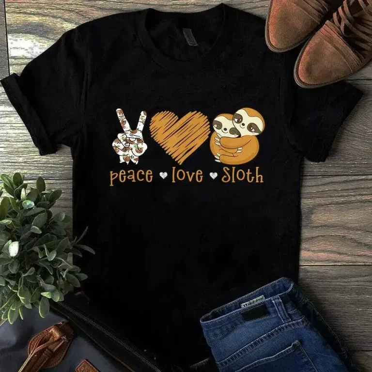 Peace Love Sloth Gift Funny Sloth Lover Tshirt