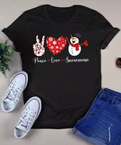 Peace Love Snowman Christmas Xmas Gift Tshirt