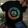 Peace Sign Colorful Flowers Hippie tShirt