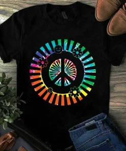 Peace Sign Colorful Flowers Hippie tShirt