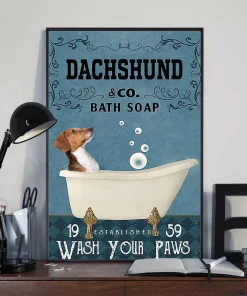 Piebald Dachshund and Co Bath Soap Wash Your Paws Dog Poster