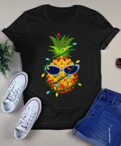 Pineapple Christmas Tree Lights Xmas Gift Funny Tshirt