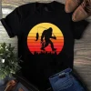 Retro Bigfoot Fishing Sasquatch Vintage Camping Gift Tshirt