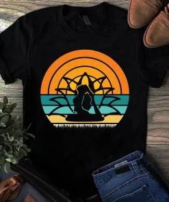 Retro Vintage Sunset Yoga Meditation Gift Tshirt