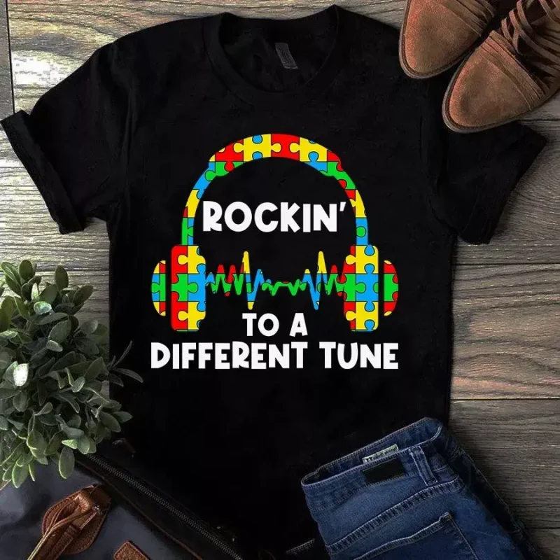 Rockin To A Different Tune Music Autism Awareness Gift Tshirt
