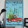 Rottweiler and Co Christmas Tree Delivery Xmas Dog Poster