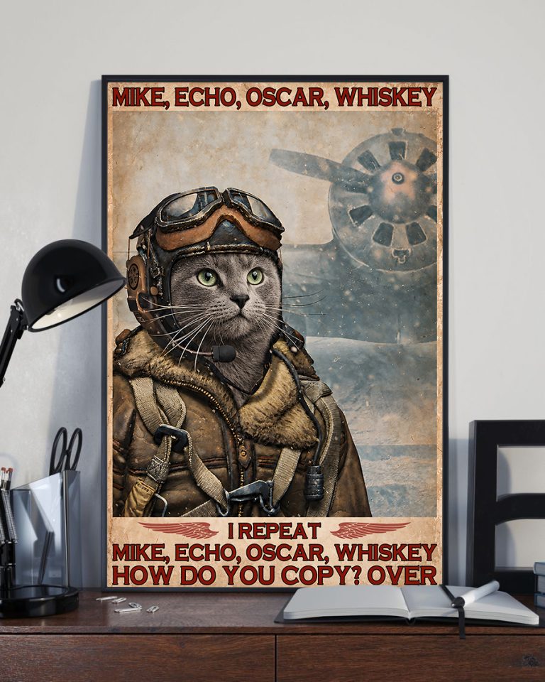 Mike Echo Oscar Whiskey I Repeat How Do You Copy Over Russian Blue Cat Meow Poster